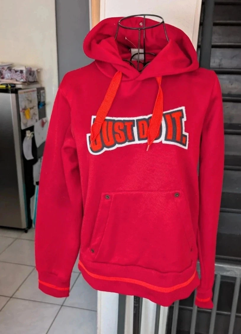 Magnifique Sweat à capuche rouge Nike "Just Do It" - Vintage - Taille L